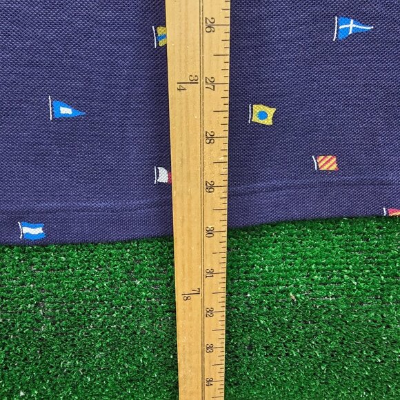 Club Room Polo Shirt Mens 2XL Blue Estate Performance Golf Preppy Flag Print AOP - Picture 4 of 7